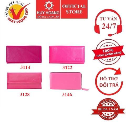 Ví nữ da bò nhiều loại màu hồng HD3114-22-28-46