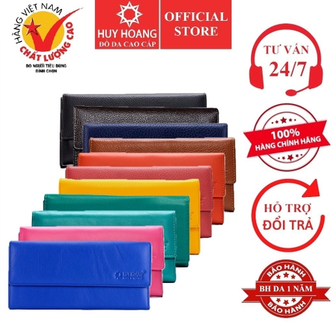 Ví nữ da bò 3 gấp lửng nhiều màu HD3125-26-27-28-29-30-39-40-59-60-64-65-67
