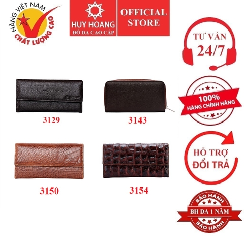 Ví nữ da bò nhiều loại màu nâu HD3129-43-50-54