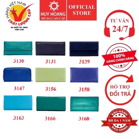 Ví nữ da bò nhiều loại màu xanh HD3130-31-39-47-56-58-63-66-68
