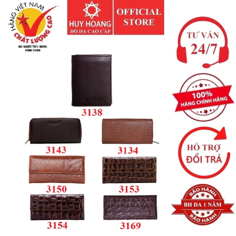 Ví nữ da bò nhiều loại màu nâu HD3134-38-43-50-53-54-69