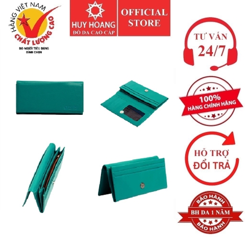 Ví nữ Huy Hoàng cao cấp 2 gấp màu xanh lá HD3166