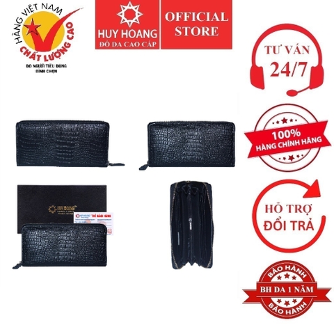 Ví nữ cao cấp 1 vân nhỏ khóa màu đen HD3170
