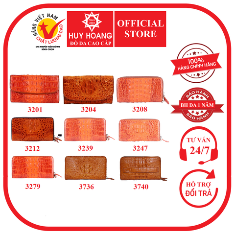 Ví nữ da cá sấu nhiều loại màu vàng bò HD3201-04-08-12-39-47-79-3736-40