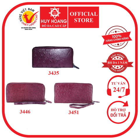 Ví nữ da đà điểu nhiều loại màu tím HD3435-46-51