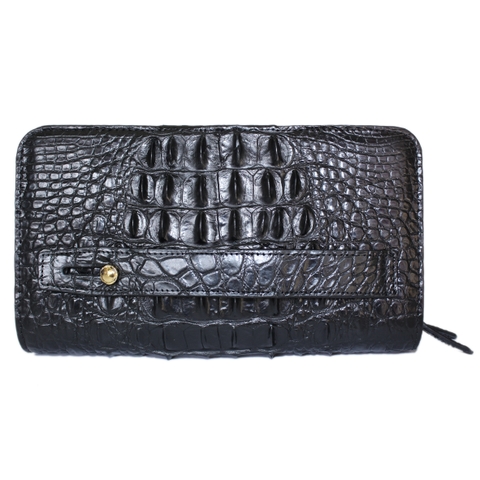 Ví nữ da cá sấu gai ngăn thụt cầm tay màu đen HD3764