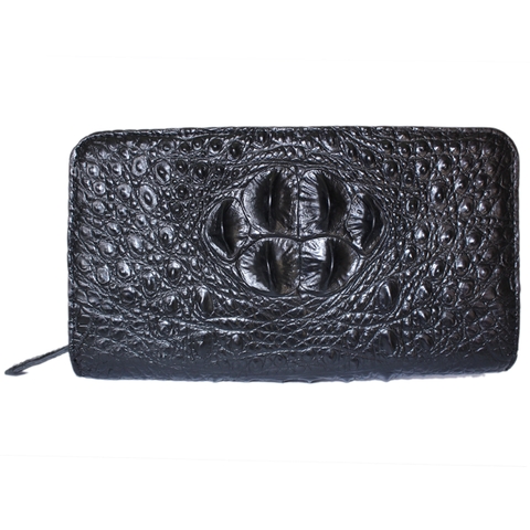 Ví nữ da cá sấu 1 khóa gù ngăn thụt cầm tay màu đen HD3765