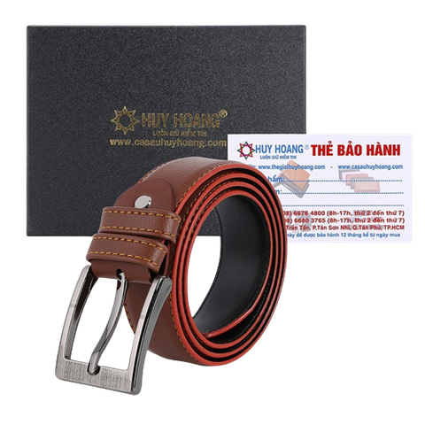 Dây nịt nam Huy Hoàng 4 phân may viền màu bò HD4001