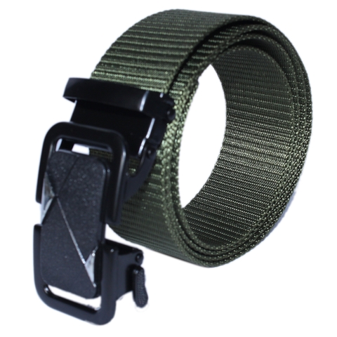 Dây nịt nam Huy Hoàng 4P vải dù màu rêu HD4010 (đầu khóa giao ngẫu nhiên)