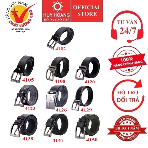 Dây nịt nam da bò nhiều loại màu đen HD4102-05-08-20-23-26-29-38-47-50