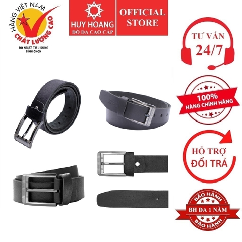 Dây nịt nam Huy Hoàng da bò 1 lớp 4P màu đen HD4102