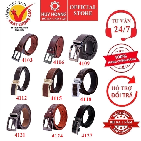Dây nịt nam da bò nhiều loại màu nâu HD4103-06-09-12-15-18-21-24-27