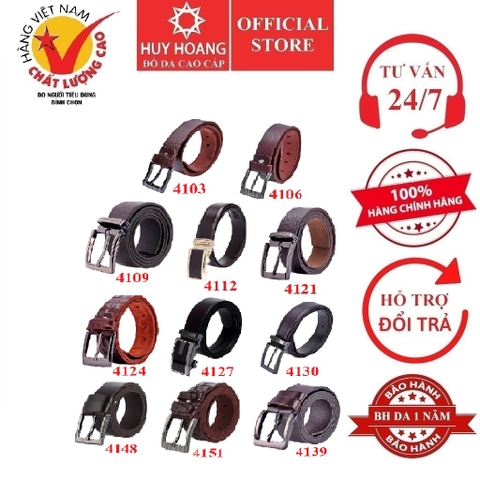 Dây nịt nam da bò nhiều loại màu nâu HD4103-06-09-12-21-24-27-30-39-48-51