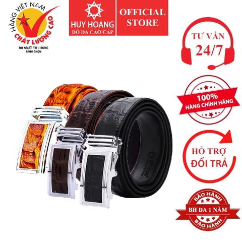 Thắt lưng nam vân cá sấu lớn vàng bò, đen, nâu HD4116-17-18