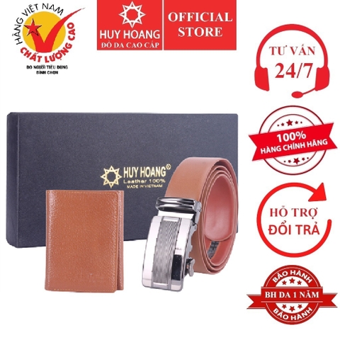 Bóp & Dây nịt nam da bò màu da HD4125-HD3136 (đầu khóa giao ngẫu nhiên)