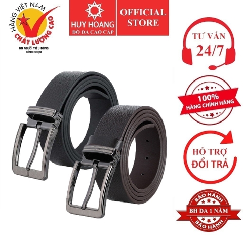 Thắt lưng nam da bò 4P 1m4 đầu kim màu đen, nâu HD4142-43
