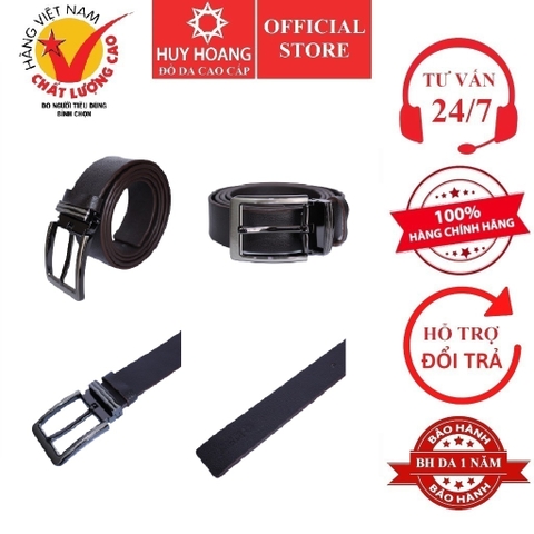 Thắt lưng nam Huy Hoàng da bò 4 phân 1,4m đầu kim màu nâu HD4143