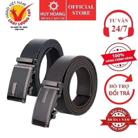 Thắt lưng nam da bò 4P 1,4m đầu tăng màu đen (đầu khóa giao ngẫu nhiên) HD4144