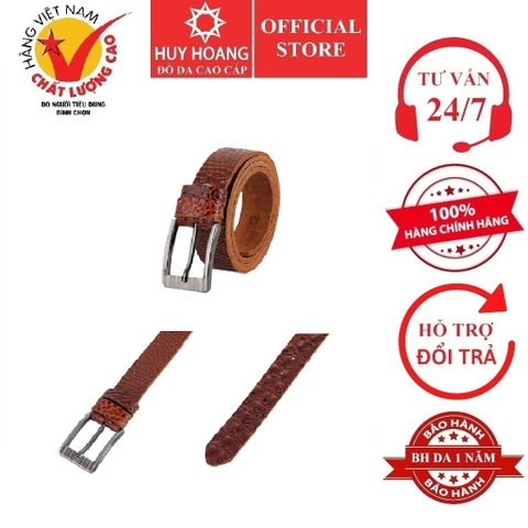 Dây nịt nam vân cá sâu Huy Hoàng 1 lớp 3,5P màu da HD4149