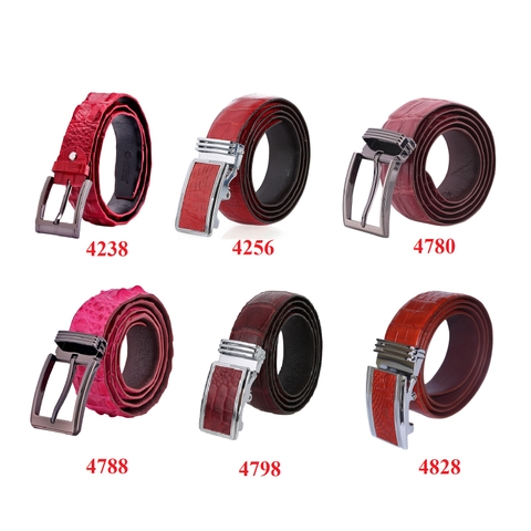 Dây nịt nam da cá sấu cao cấp nhiều loại màu đỏ, hồng HD4238-56-4780-88-98-4828