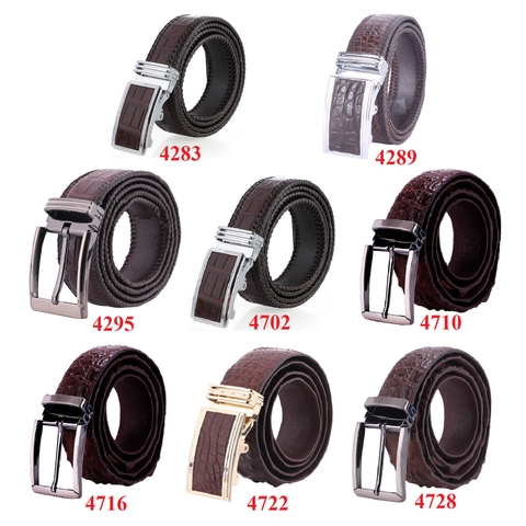 Dây nịt nam da cá sấu nhiều loại màu nâu đất HD4283-89-95-4702-10-16-22-28