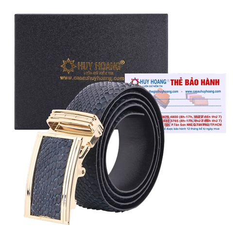 Dây nịt nam da trăn Huy Hoàng bản lớn màu xanh đậm HD4313