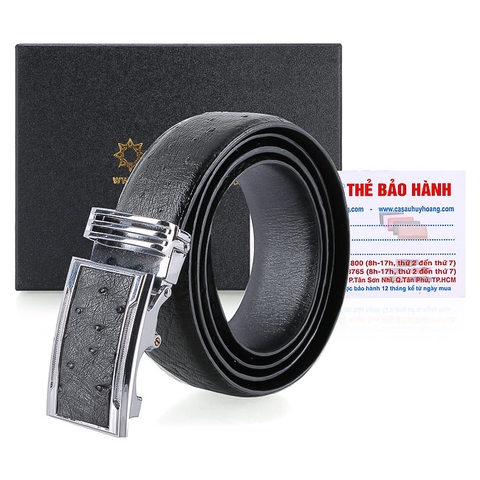 Dây nịt nam da đà điểu da hột 3,5P màu đen HD4443