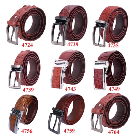 Dây nịt nam da cá sấu nhiều loại màu nâu đỏ HD4724-29-35-39-43-49-56-59-64