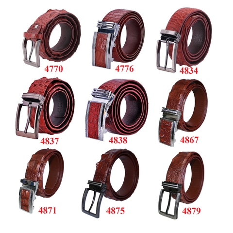 Dây nịt nam da cá sấu nhiều loại màu nâu đỏ HD4770-76-4834-37-38-45-67-71-75-79