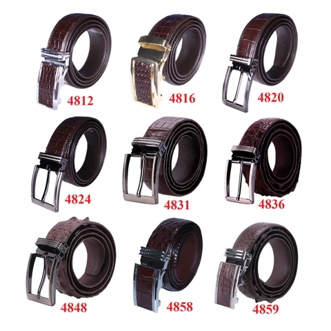 Dây nịt nam da cá sấu nhiều loại màu nâu đất HD4812-16-20-24-31-36-48-58-59