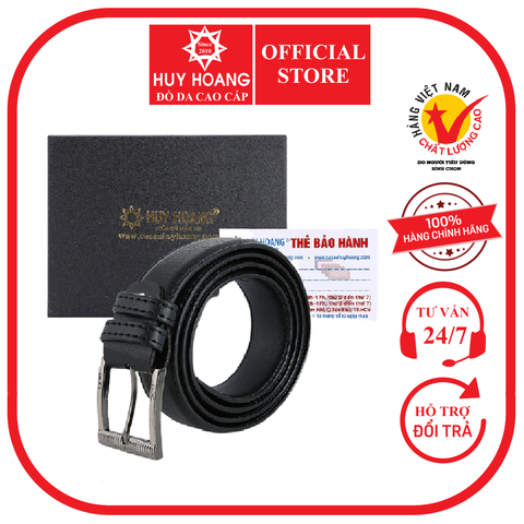 Thắt lưng nữ Huy Hoàng 3P may viền màu đen HD5002