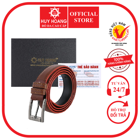 Thắt lưng nữ Huy Hoàng 2,5P may viền màu bò HD5004