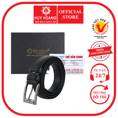 Thắt lưng nữ Huy Hoàng 2,5P may viền màu đen HD5005