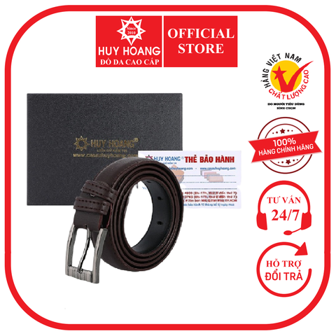 Thắt lưng nữ Huy Hoàng 2,5P may viền màu nâu HD5006