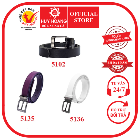 Thắt lưng nữ da bò màu đen, tím, trắng HD5102-35-36
