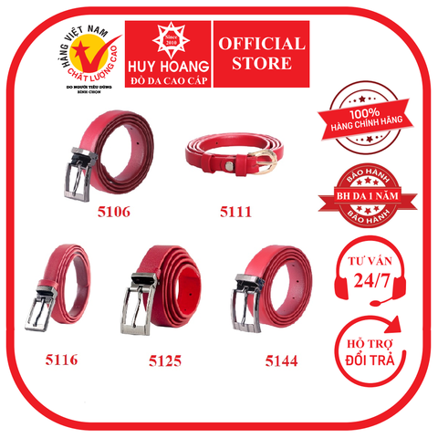 Thắt lưng nữ da bò nhiều loại màu đỏ HD5106-11-16-25-44