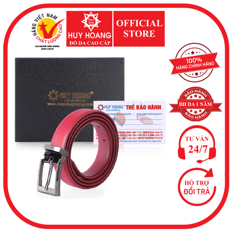 Thắt lưng nữ Huy Hoàng da bò 2,5P màu đỏ HD5106