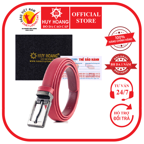 Thắt lưng nữ Huy Hoàng da bò 2P màu đỏ HD5116