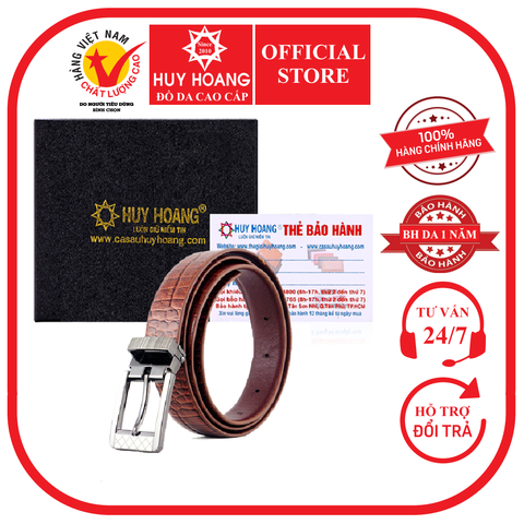 Thắt lưng nữ da bò vân cá sấu 2,5P màu nâu HD5122