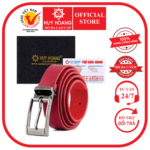 Thắt lưng nữ Huy Hoàng da bò 2,5P màu đỏ HD5125