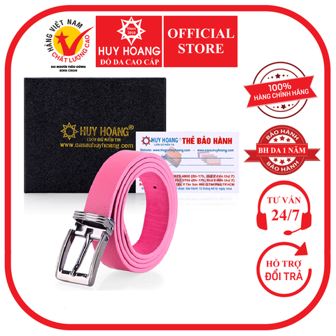 Thắt lưng nữ da bò Huy Hoàng 2,5P màu hồng HD5129