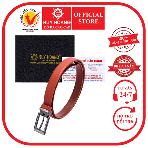 Thắt lưng nữ Huy Hoàng da bò 2P màu cam HD5130