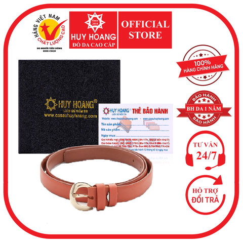 Thắt lưng nữ Huy Hoàng da bò 1,5P màu cam HD5131