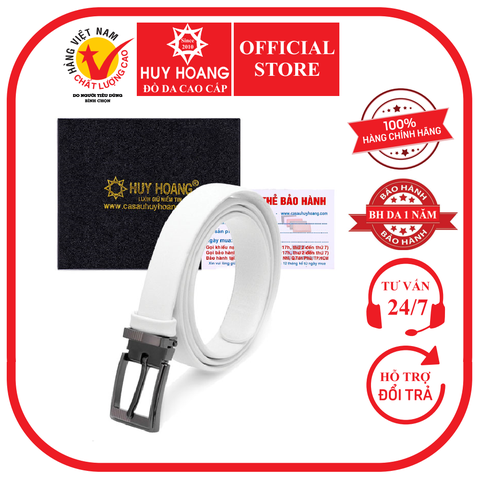 Thắt lưng nữ Huy Hoàng da bò 3P màu trắng HD5150