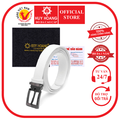 Thắt lưng nữ Huy Hoàng da bò 3P màu trắng HD5136