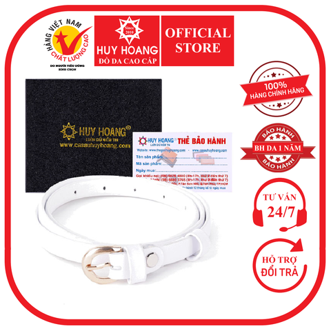 Thắt lưng nữ Huy Hoàng da bò 1,5P màu trắng HD5137