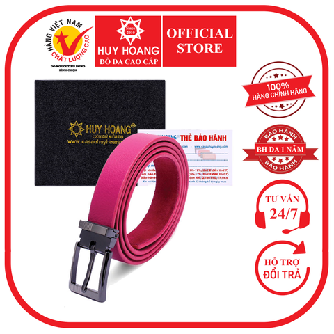 Thắt lưng nữ Huy Hoàng da bò 3P màu hồng HD5138