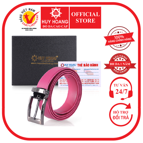 Thắt lưng nữ Huy Hoàng da bò 3P màu hồng HD5142