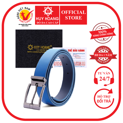Thắt lưng nữ Huy Hoàng da bò 3P màu xanh HD5143