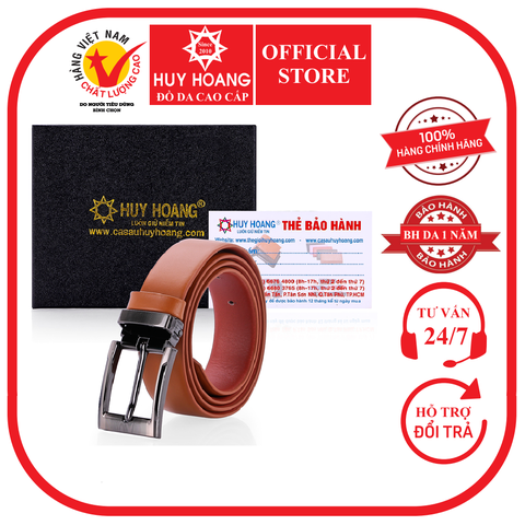 Thắt lưng Huy Hoàng da bò 3P màu da HD5145